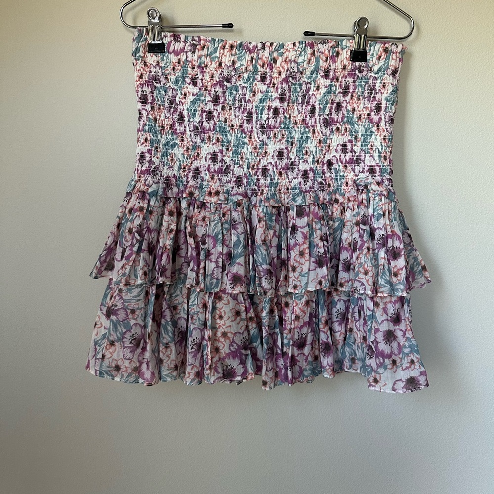 Isabel Marant Etoile Naomi smocked floral ruffle skirt 40